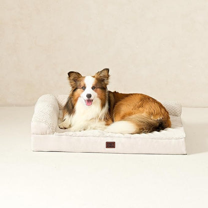 EHEYCIGA XL Dog Bed Memory Foam for Crate, Extra Large Dog Bed Orthopedic with Washable Removable Cover, Waterproof Pet Sofa Couch XLarge Size Dogs, 41x27x6.5, Beige