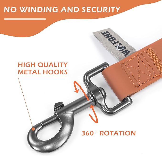 Wolfone 20ft Brown Long Leash - Waterproof Training Dog Leash for Recall, Swimming, Camping, Beach, Hunting, Walking（6m*25mm*2.3mm）