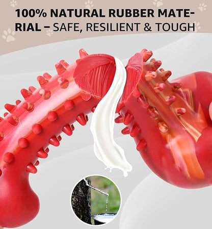 Dog Chew Toy for Aggressive Chewers, Tough Natural Rubber Bone with Irresistible Beef Flavor, Long-Lasting Teeth Cleaning & Reduce Boredom, Durable Dog Dental Toy for Small Medium Large Breeds
