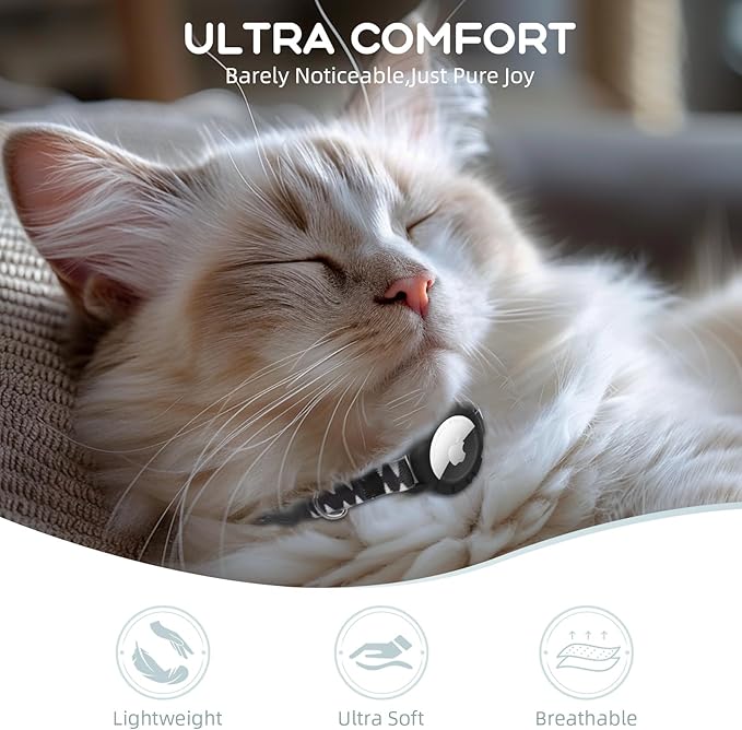 AirTag Cat Collars, Stretchy Collar with Apple AirTag Holder and Bell, Breakaway Ultra Design Elastic GPS Tracking Collars for Cats and Puppies, (7.5-12.5 Inch), Shark Pattern