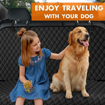 NECKORY Backseat Cover for Dogs, Waterproof and Non-Slip Pet Bench Seat Covers, Car Seat Protector for Back Seat, Universal Size Rear Car Seat Cover Fits Cars, Trucks and SUVs, L-Carbon Black