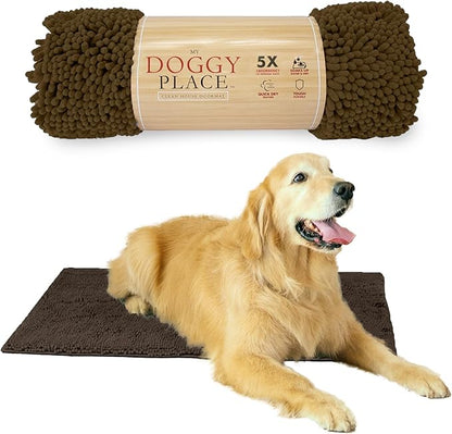 My Doggy Place Dog Mud Mat, 36" x 26" Brown – Thick Microfiber Entry Rug for Snow, Mud & Salt – Absorbent, Quick-Dry, Washer-Safe & Non-Slip, Large