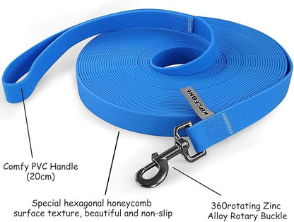 Wolfone 15m Blue Heavy Duty Robust Training Dog Leash with Anti-Slip Handle，Waterproof Long Dog Leash for Outdoor Activities