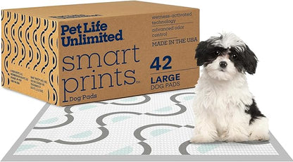 Pet Life Unlimited Smart Prints Large Puppy Pads – 22" x 22", 42 Count (L) | Stylish Dog Training Pads with Odor Controlling Wetness-Activated Magnolia Blossom Scent | USA Made