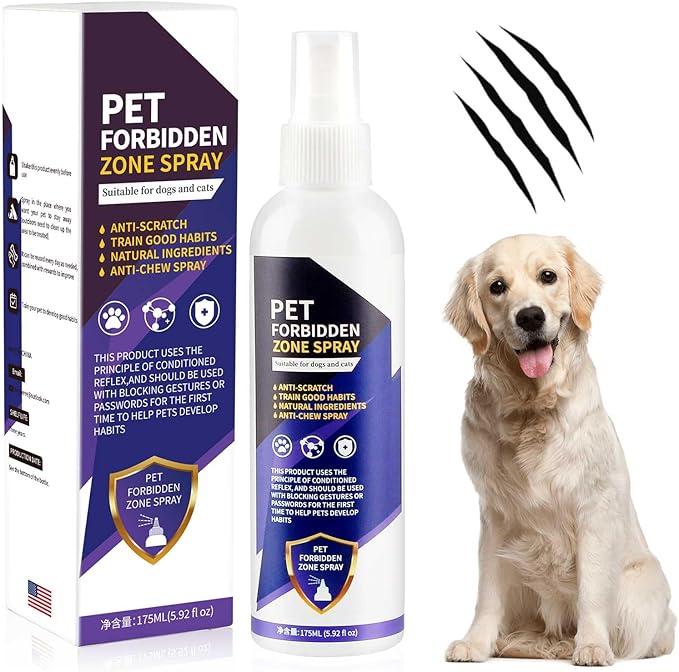 Bitter Apple Spray for Dogs to Stop Chewing, 175ML No Chew Spray for Dogs, Natural Dog Deterrent Spray for Pet Behavior Training, Indoor & Outdoor Safe, Alcohol Free/Non-Toxic/No Sting & No Smell
