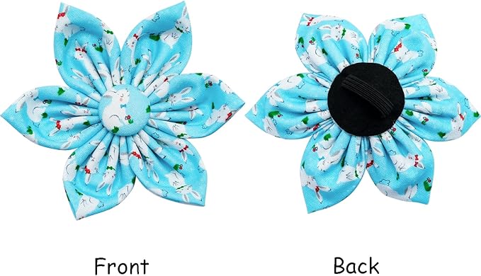 Lionet Paws Easter Dog Collar with Flower, Bunny Flower Collar with Metal Buckle for Dogs and Cats, Adjustable Comfortable Dog Collar Girl, S, Neck 10-16 in