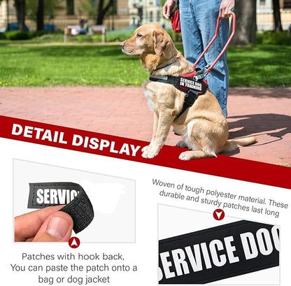 2Pack Removable Service Dog Patch, Black Patches with Hook Backing for Dog Harness, Vest Patches for Dogs, in Training-XS