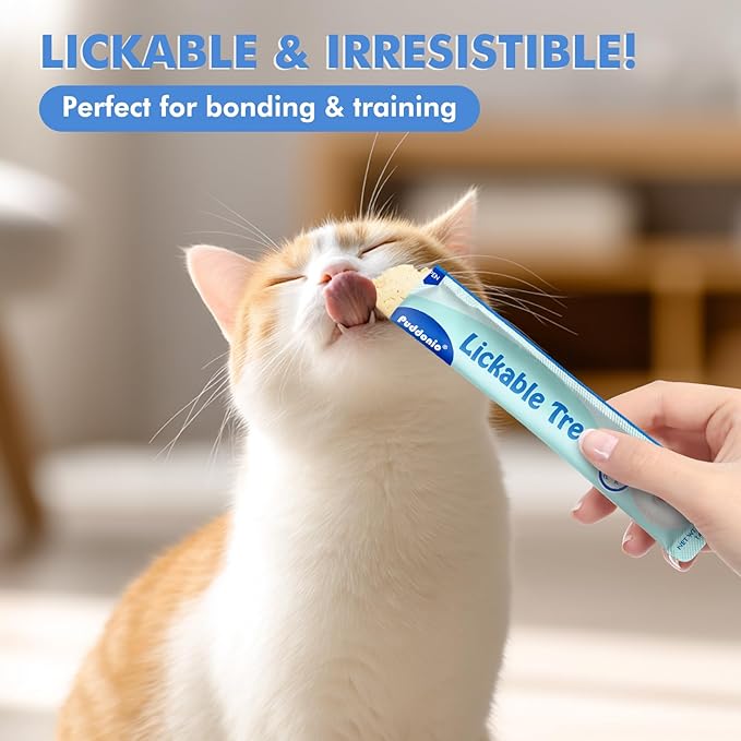 Puddonio High-Meat Lickable Cat Treats, Grain & Gum Free, No Additives, All-Natural High Protein Puree, 0.5oz Tubes (Pack of 20)