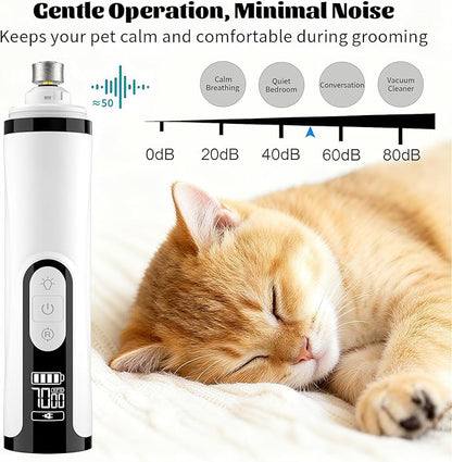 Silent Groom Pro Nail Grinder 2026 Upgraded with 2 LED Light & 3-Speed 2000mah Battery Professional Quiet Painless Paws Grooming & Smoothing for Small Medium Large Dogs and Cats (1+2*Replacement Head)