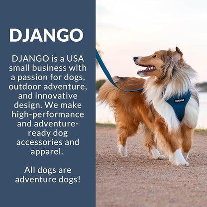 DJANGO Adventure Dog Harness - Stylish and Durable Medium Dog Harness for Outdoor Adventures and Everyday Wear - Forest Green Neoprene Adjustable Harness for Dogs with Reflective Piping, Brass D-Ring