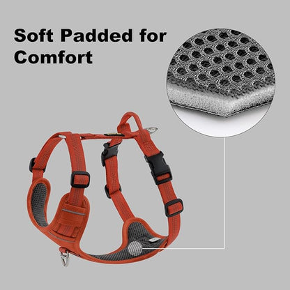 Plutus Pet No Pull Dog Harness, Reflective Adjustable Dog Vest Harness with Handle, Escape Proof, Soft Padded for Small Medium Large Dogs (Orange, M)