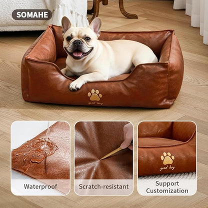 Orthopedic Dog Beds for Small Medium Dogs, Waterproof Pet Bed with Sides, Durable Pet Bed Puppy Bed with Anti-Slip Bottom 24 × 18 × 9 inch Black