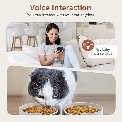 Gzenlos Automatic Cat Feeder with Camera, 5L Auto Dog Feeder with Night Vision Cat Food Dispenser with Stainless Steel Bowl, Pet Feeder for Small Pets Indoor (Vedio)