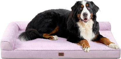EHEYCIGA XXL Dog Bed Memory Foam, Orthopedic Giant Dog Bed Jumbo with Washable Removable Cover, Waterproof Pet Sofa Couch with Nonskid Bottom, 48x35x7.5, Lilac