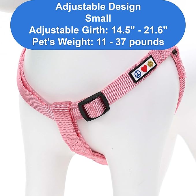 Pawtitas Personalized Dog & Puppy Harness Small Millennial Pink Custom ID Tag Adjustable No Pull Vest