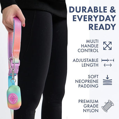 Spark Paws Handsfree Dog Leash – Shock Absorbing Waist Bungee Lead for Running, Car Seatbelt Clip & Poop Bag Set, Heavy Duty Tactical Lead for Medium, Large & X-Large Breeds - Pastel Icing