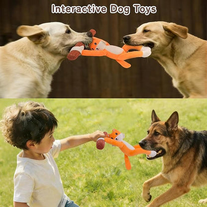 GJEASE Squeaky Dog Toys,Plush Puppy Toys with Pull Branch,Tug of War Dog Toy for Dogs, Interactive Dog Toys for Small, Middle Dogs Under 55LB,with Crinkle Paper and Squeaker