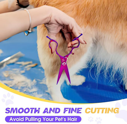 JASON Straight Scissors for Dogs - Updated 7.5" Dog Grooming Shears, Japanese 440C Stainless Steel Pet Shears, Professional Dog Cutting Scissors with Diamond Adjustable Screw Christmas Gift