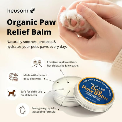 Silent Groom Pro Organic Pet Paw & Nose Balm | Natural Moisturizer for Dogs & Cats - Paws, Pads, Nose & Elbow | Lick Safe Cream with Coconut Oil & Beeswax | Anti-Dry Skin Relief & Protector