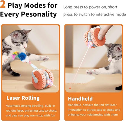 MAXTOOA Interactive Cat Toys for Indoor Cats Smart Automatic Ball with Laser Rolling for Bored Kitten Pet Upgraded Speedy Moving Chase Dogs Toy Pink