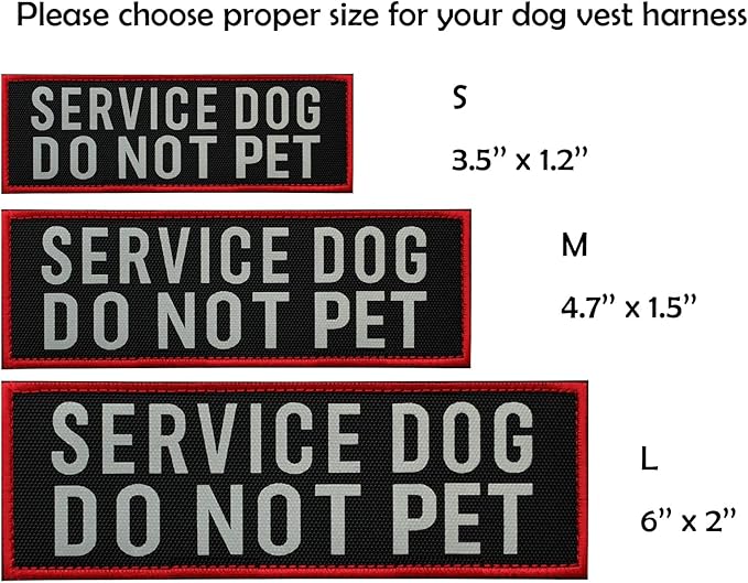 2 Pcs Reflective Service Dog Do Not Pet Patch Set with Hook and Loop Fastener, Embroidered Border with Printed Letters Patch for Dog Vest Harness Collar (3.5 x 1.2 inches)