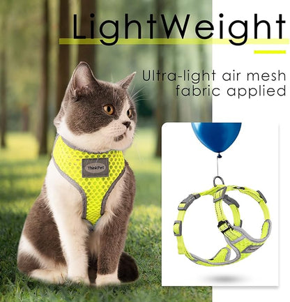 ThinkPet Reflective Breathable Soft Air Mesh No Pull Puppy Choke Free Over Head Vest Harness for Puppy Small Medium Dogs and Cats Green X-Small
