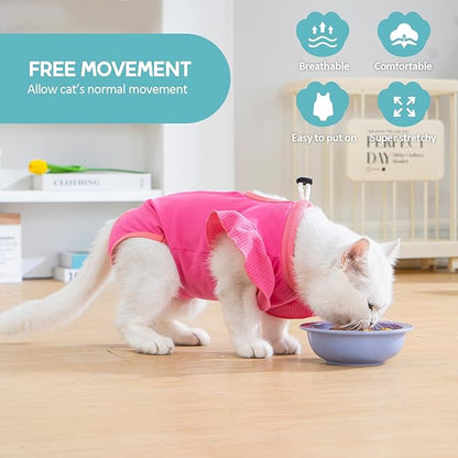 Avont Cat Recovery Suit - Post-Surgery Onesie for Cats, Alternative to Cone of Shame, Protective Spay Suit for Female Kitten, Ideal for Healing and Skin Conditions -Magenta(S)