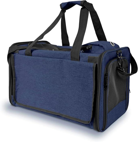 GAPZER Medium Cat Carrier Large Cat 15 lbs+ Soft Pet Carrier Small Puppy/Ventilated 2 Kittens Car Travel Bag Case/Comfy Big Maine Coons 25 Pounds/Soft-Sided Mesh Kitty Products Dark Blue