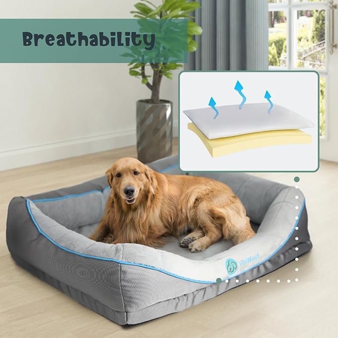 Viviwoof Orthopedic Dog Bed for Big Dogs,Waterproof Big Size Dog Sofa,Supportive Foam Pet Couch with Removable Cover,Non-Slip Bottom and Waterproof Lining,Machine Washable