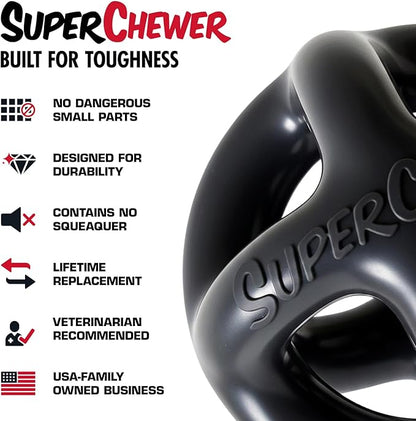 Tuff Pupper SuperChewer Extremely Tough Cage Ball for Dogs | 2X Tennis Ball Size | Natural Rubber | Tough Toy for Aggressive Chewers | Heavy Duty for Medium Large Breed | Strong but NOT Indestructible
