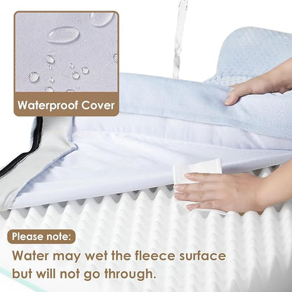 EHEYCIGA Orthopedic Dog Bed Medium Size Dogs, Memory Foam Dog Bed with Washable Removable Cover, Waterproof Pet Sofa Couch for Crate with Nonskid Bottom, 30x20x6, Washblue
