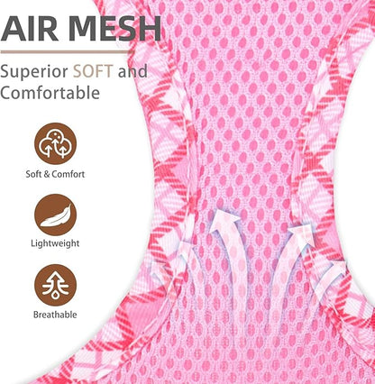 PUPTECK Dog Harness and Leash Set for Small Medium Dogs No Pull Step-in Soft Mesh Puppy Cat Vest Harnesses Reflective at Night, Pink M