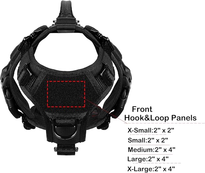 ICEFANG GN3 Tactical Dog Harness with 6X Buckle,Dog Molle Vest with Handle,3/4 Body, Hook and Loop Panel for ID Patch,No Pulling Front Clip (X-Small (Pack of 1), Black)