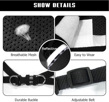 FEimaX Dog Harness and Leash Set for Walking, Soft Mesh Adjustable Easy Control Lightweight Cat Vest Harnesses with Reflective Strips, Escape Proof Small Dogs Cats Vests (Cowblack, Small)