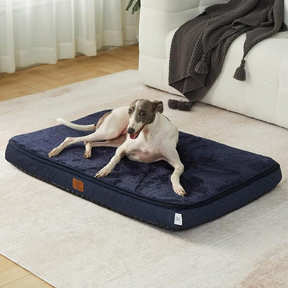 LIORCE Memory Foam Large Dog Bed - 4” Thick Orthopedic Beds for Large Dogs - Waterproof Dog Bed with Removable Washable Cover & Wrap-Around Zipper - Ultimate Comfort and Easy Maintenance