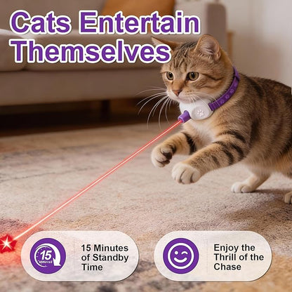 Walfront Cat Toys, Interactive Purple Light-Up Collar, USB Rechargeable, Adjustable 9.1–13.4in, 2 Modes & 41° Angle, Indoor Play for Multiple Cats & Kittens, Fun & Exercise