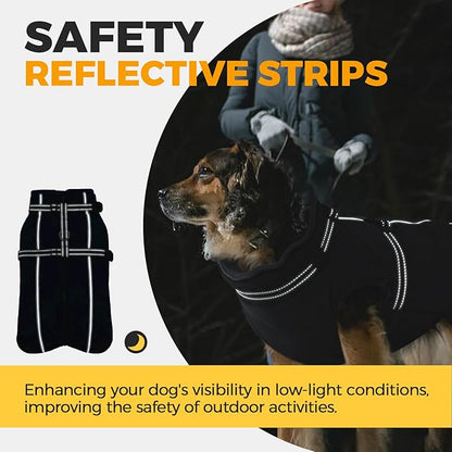 Lelepet Waterproof Dog Jacket with Harness Built in Warm Dog Winter Coat, Reflective Jacket Fleece Jacket, Dogs Coats for Small Dogs, Cozy Thermal Pet Snowsuit for Cold Weather, Shih Tzu, Black, S