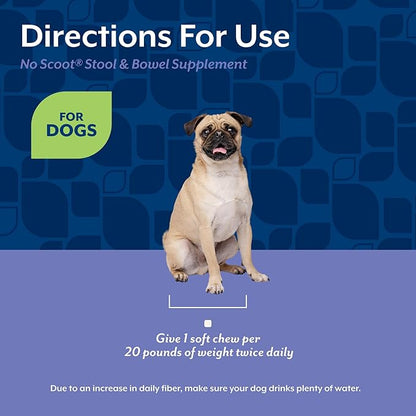 NaturVet - No Scoot for Dogs - 120 Soft Chews - Plus Pumpkin - Supports Healthy Anal Gland & Bowel Function - Enhanced with Beet Pulp & Psyllium Husk