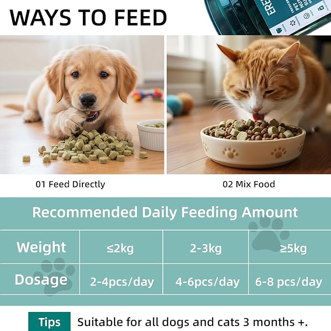 ERERMAB 4 Pack Dental Chews for Dogs, Freeze Dried Dog & Cat Treats to Help Clean Teeth & Freshen Breath,Supports Gum & Oral Health, Daily Oral Care Treats for Cats and Dogs