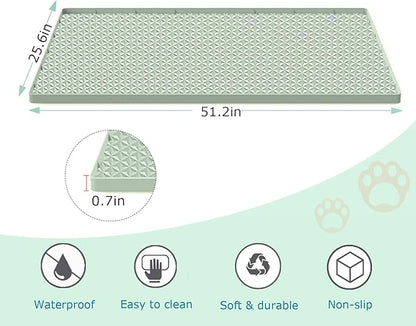 Jacooxi Cat Litter Mat for Litter Box, Silicone Large Cat Litter Trapping Mat - 51.2x25.6 in, Waterproof & Non-Slip, Durable & Easy Clean, Green