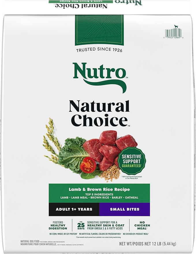 Nutro Natural Choice Adult Small Bites Dog Food, Lamb & Brown Rice Recipe, 12 lb. Bag