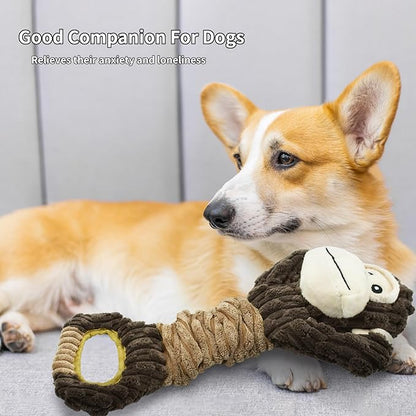 Vehomy Dog Squeaky Toy Gorilla Shaped Dog Toy for Aggressive Chewers Tug of War Dog Toy Pet Interactive Toy Dog Plush Toy with Crinkle Paper for Small Medium Large Dogs Gorilla, Brown