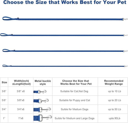 AMAGOOD 6 FT Cat Leashes, Strong Traditional Style Leash with Easy to Use Collar Hook,Cat Lead Great for Cats (3/8 in x 6 ft(Pack of 1), Blue)