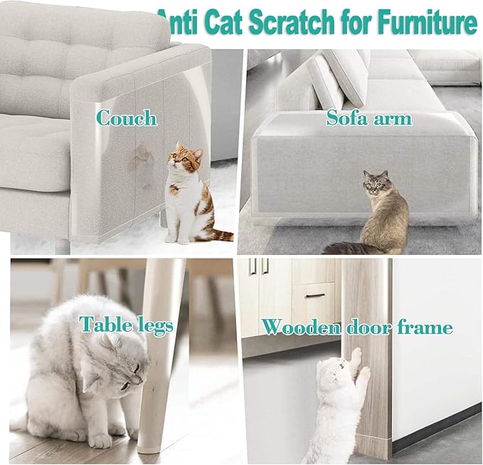 Couch Protector from Cat Claws, Cat Scratch Furniture Protector for Sofa Corners, Beds, Door, Tables, Wall, 118"x8" Self-Adhesive Tapes for Furniture Scratching Deterrent