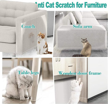 Couch Protector from Cat Claws, Cat Scratch Furniture Protector for Sofa Corners, Beds, Door, Tables, Wall, 197"x12" Self-Adhesive Tapes for Furniture Scratching Deterrent