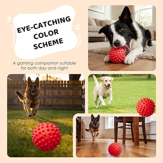 Apasiri Beef-Flavored Durable Dog Ball for Aggressive Chewers, Tough Squeaky Rubber Toy for Pitbulls Large & Medium Breeds