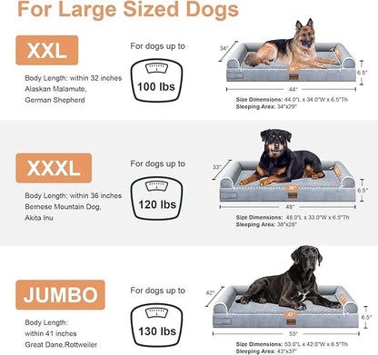 Large Dog Bed Orthopedic Washable: Extra Large Sized Beds for Jumbo Dogs Egg Crate Foam Sofa Couch Waterproof Removable Cover