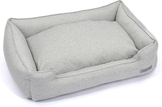 Jax & Bones Dog Bed Lounge - Machine Washable Bed for Dogs - Extra Heavy Duty Bolstered Sides - Medium Grey Dog Mat Beds | 32 x 27 Inches