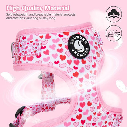 Dog Harness and Leash Set, Adjustable Dog Harness, Dog Leash, No Pull No Choke Puppy Harnesses for Walking Training for Small, Medium Pet (Little Love, M(Chest 17.7-23.1", Neck 13.4-16.4"))