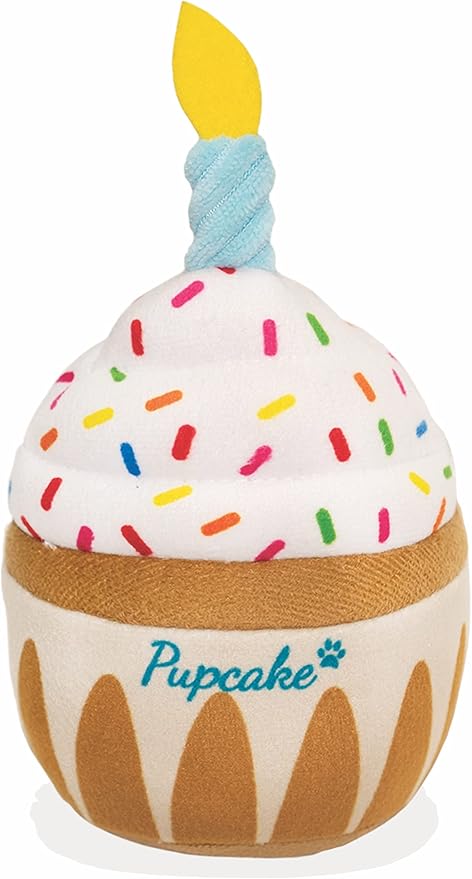 Nestpark Dog Birthday Toy - Pup Cake Puppy Cupcake Plush Squeak and Crinkle Gift